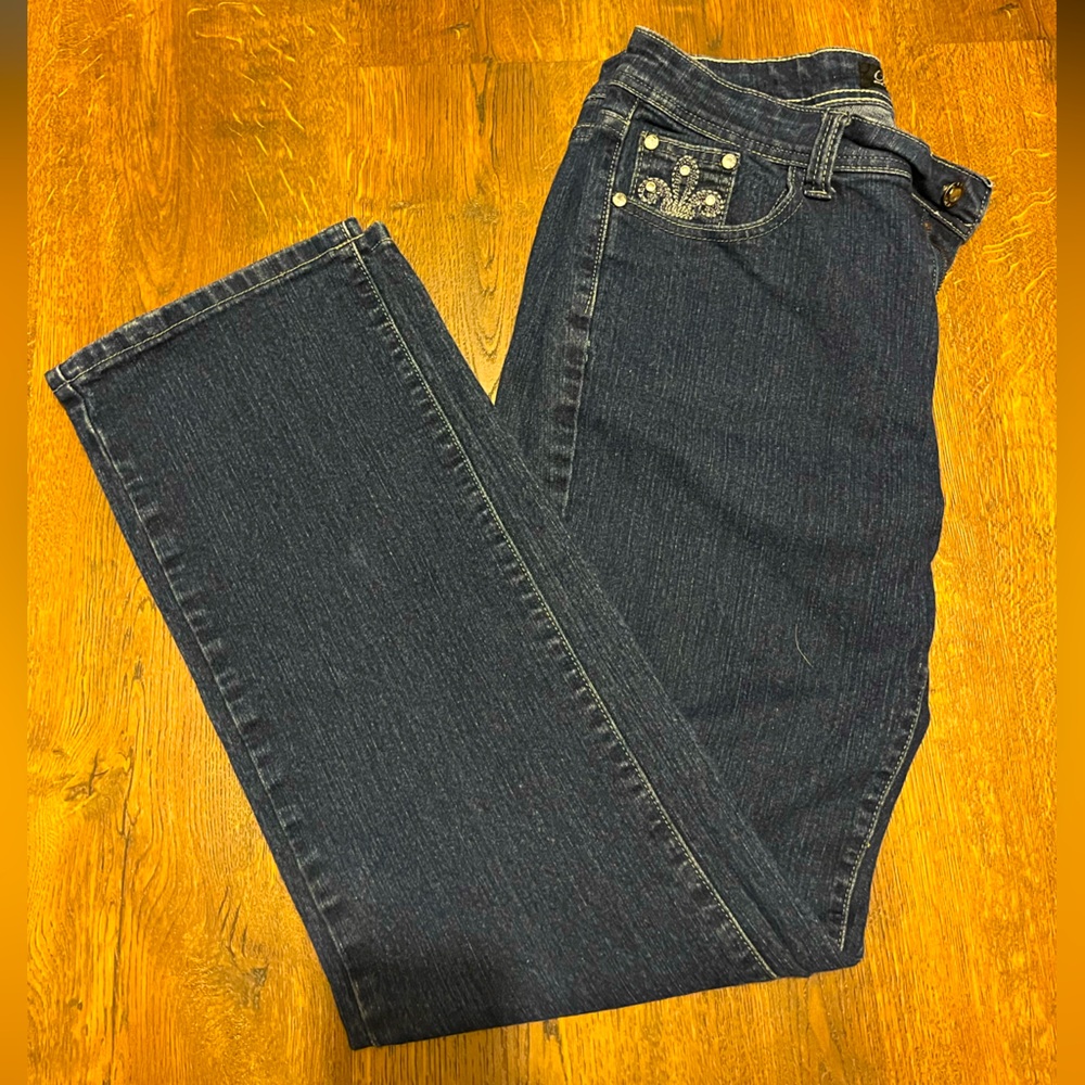 Daniel Jeans Bootcut Embroidered Fleur-de-lis Bling - Size 11/12